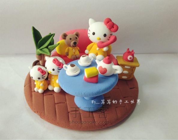 【写写的轻粘土手作】hellokitty小场景 第38步