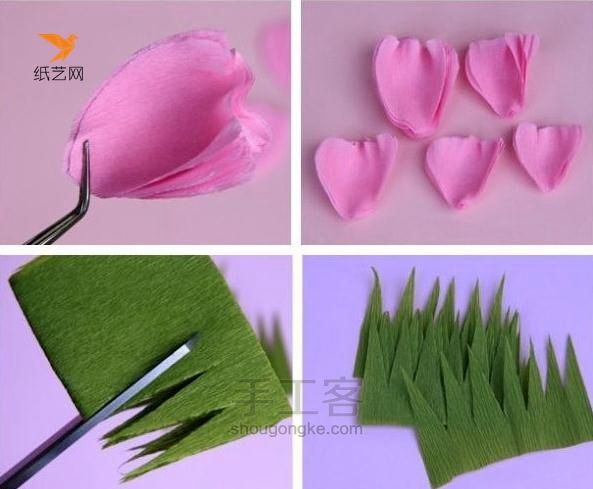 用皱纹纸制作的大红花【转载】 第2步