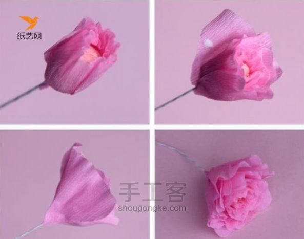 用皱纹纸制作的大红花【转载】 第3步