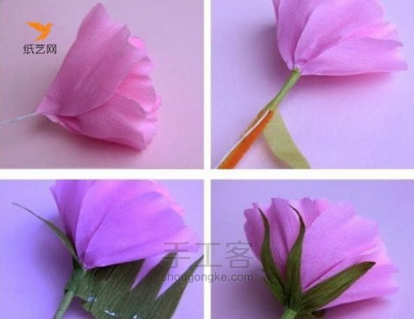 用皱纹纸制作的大红花【转载】 第4步
