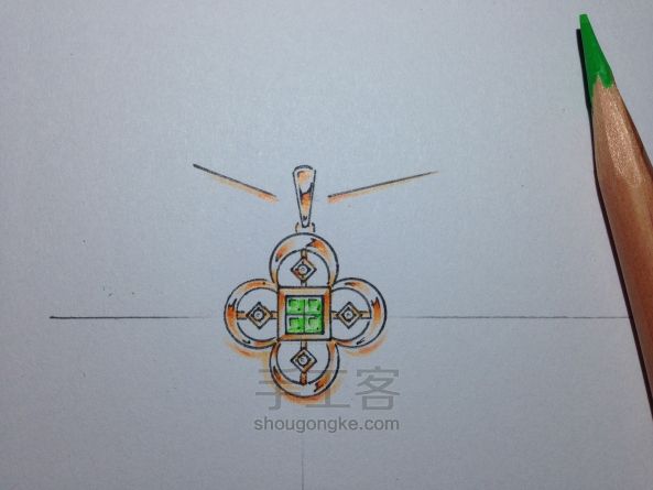 手绘首饰设计效果图系列——宝石镶嵌与款式10 第18步