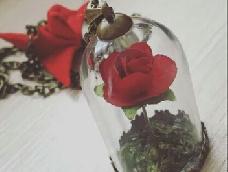 玻璃罩玫瑰花项链
