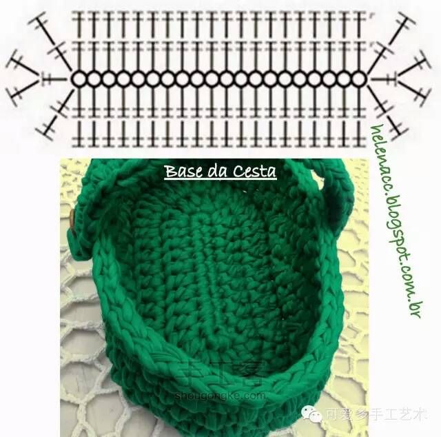 （转）旧T恤编织收纳篮17--22种图解 第12步