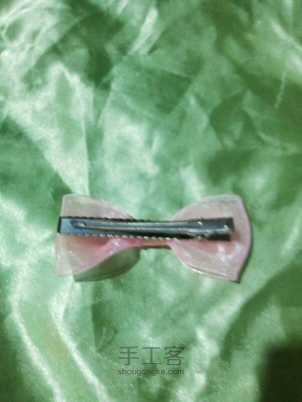 粉红雪纱蝴蝶结发卡 第14步
