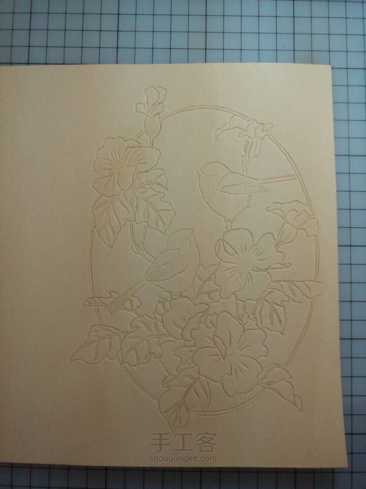 皮雕记事本[花香鸟语]超详细上色过程 第5步