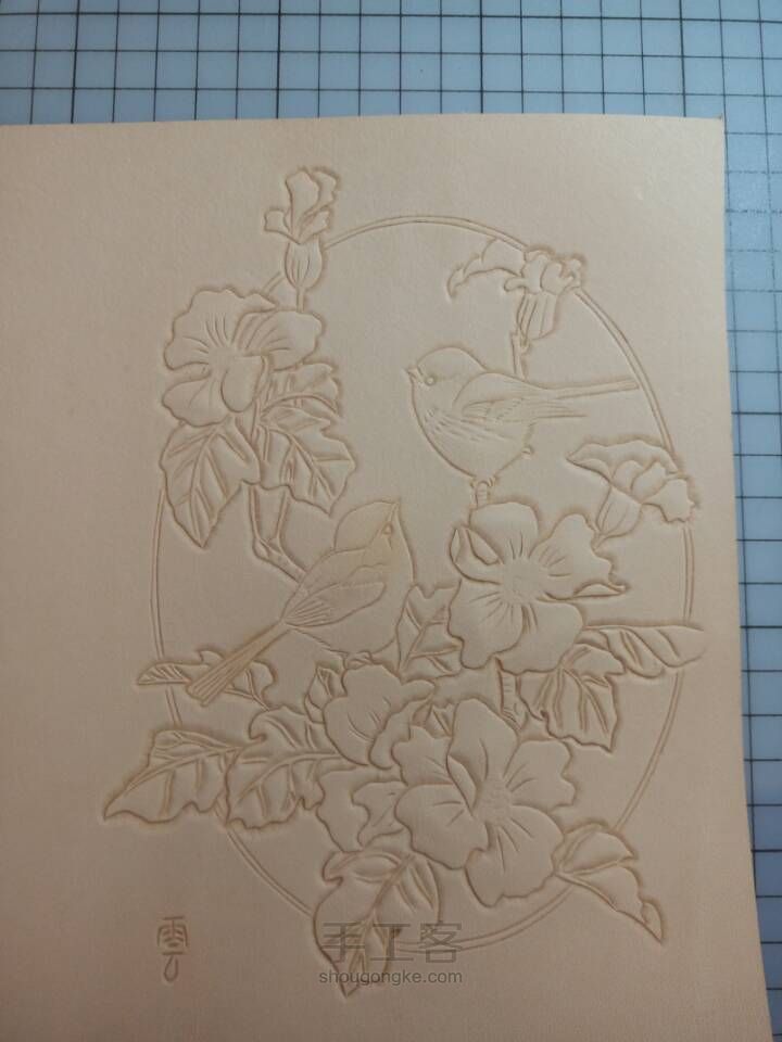 皮雕记事本[花香鸟语]超详细上色过程 第7步