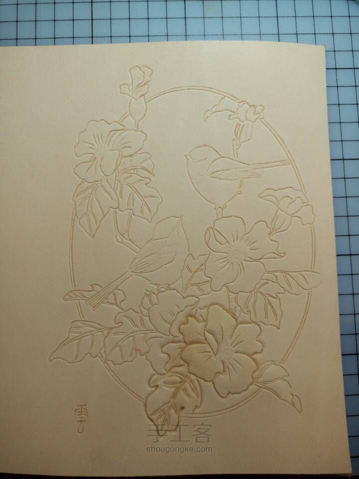 皮雕记事本[花香鸟语]超详细上色过程 第6步