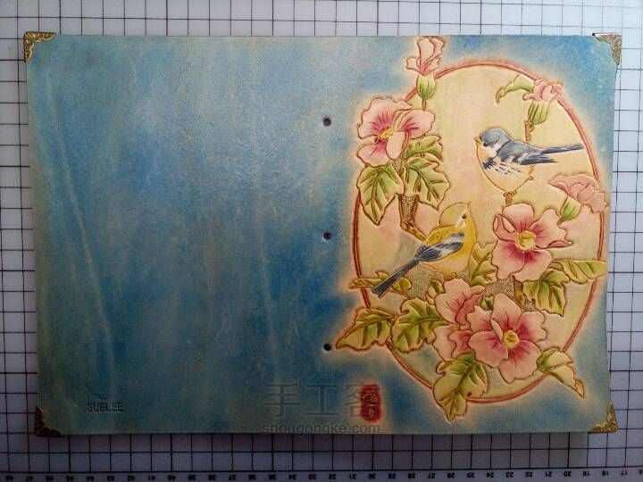 皮雕记事本[花香鸟语]超详细上色过程 第38步