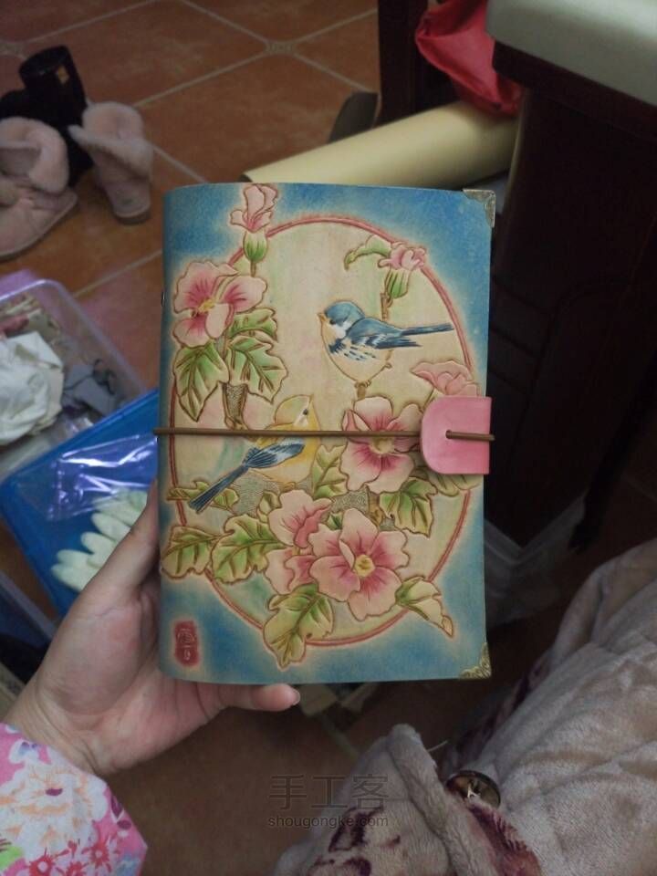 皮雕记事本[花香鸟语]超详细上色过程 第39步