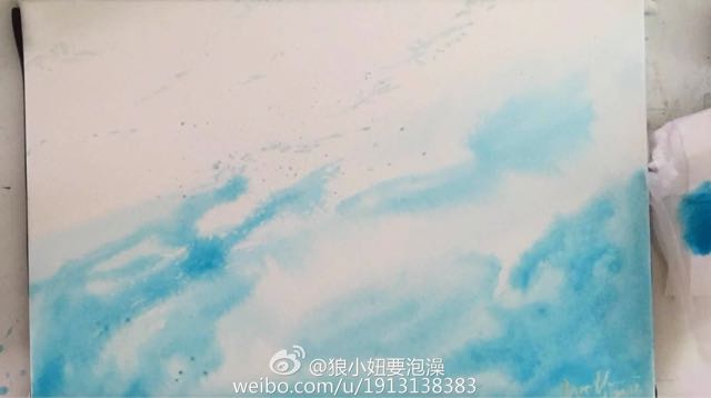 狼小妞水彩>>画一幅炫酷的海底小鲸鱼 第1步