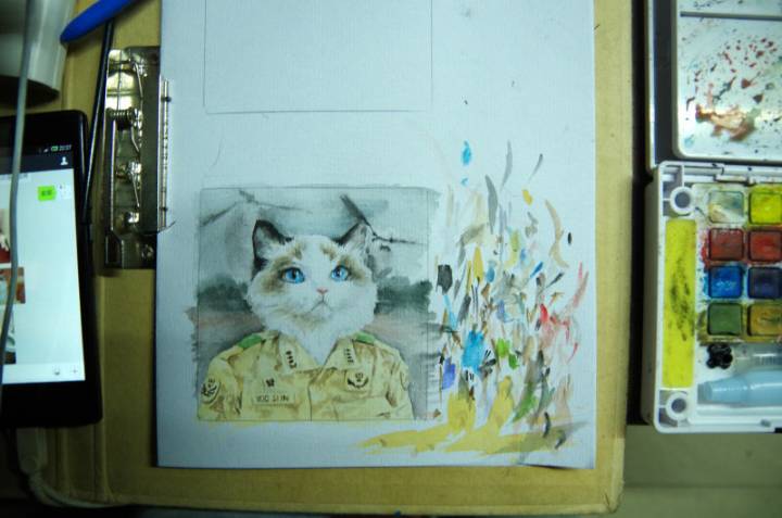 水彩手绘布偶猫     猫咪肖像画   匹诺曹工作室 第4步
