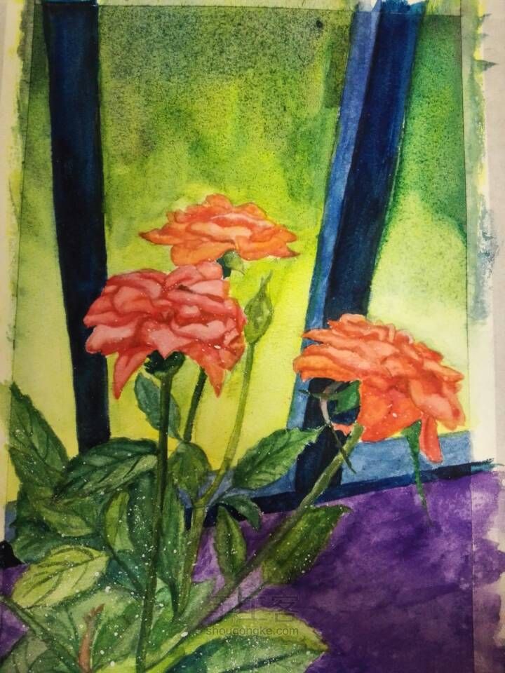 水彩画---玫瑰花🌹 第8步