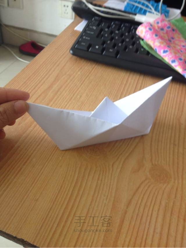 童年记忆，折纸帆船 第9步