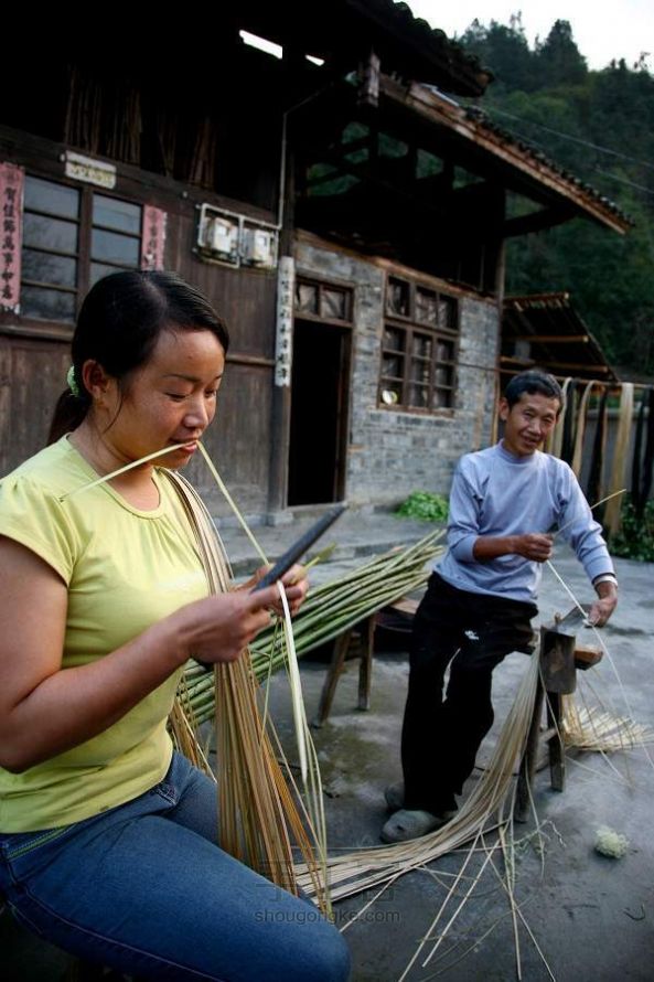 贵州三穗竹编特色簸箕工序展示，三穗竹制品经典竹筛分享 第9步