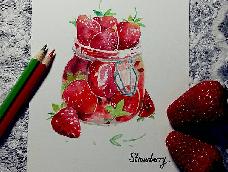春天最享受的一件事 莫过于美美地吃上一罐新鲜的草莓，再把草莓永远留在纸上，把沁人心脾的清甜永远留在心中。