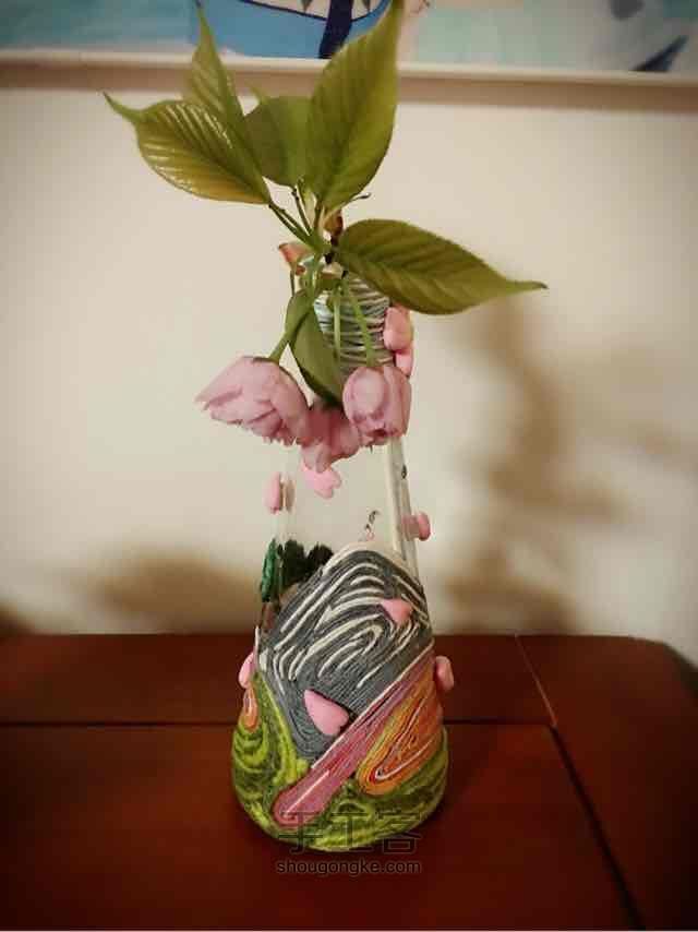 落樱  麻绳与黏土的抽象结合花瓶 第16步