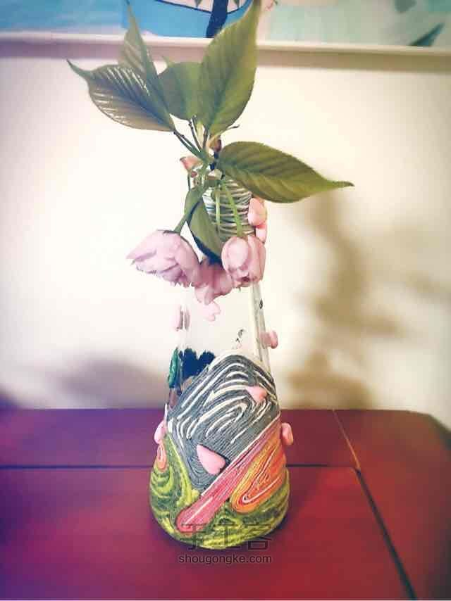 落樱  麻绳与黏土的抽象结合花瓶 第20步