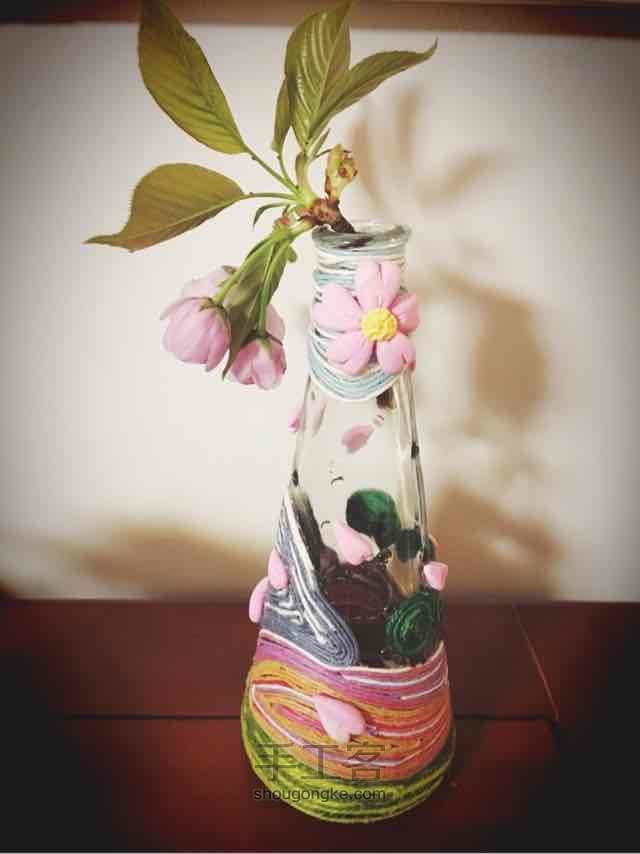 落樱  麻绳与黏土的抽象结合花瓶 第19步