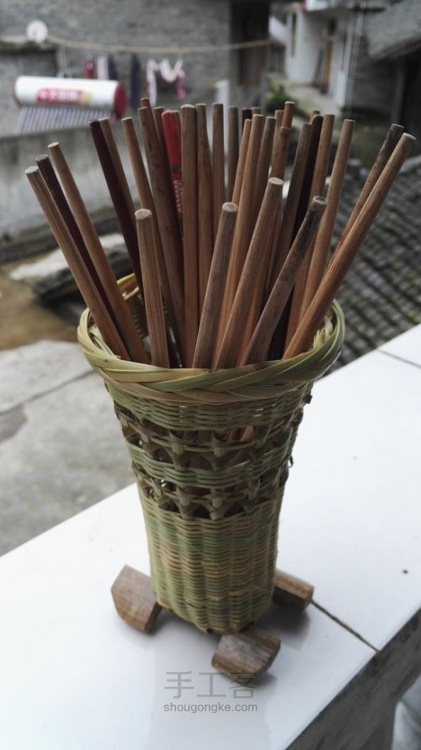 环保精致竹筷箩编制教程，DIY属于自己的厨房利器 第13步