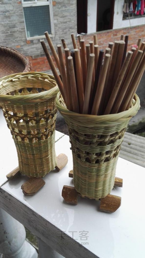 环保精致竹筷箩编制教程，DIY属于自己的厨房利器 第14步