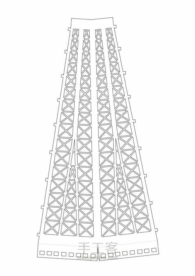 埃菲尔铁塔纸雕教程 第5步