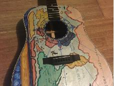 用丙烯手绘一把个性木吉他
