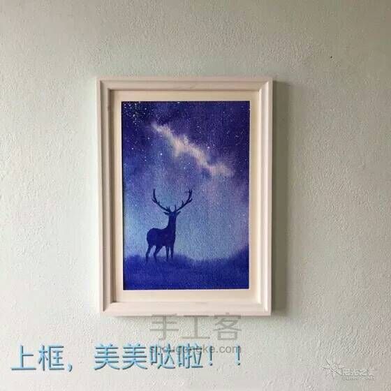 [转]星空与鹿水彩画 第10步