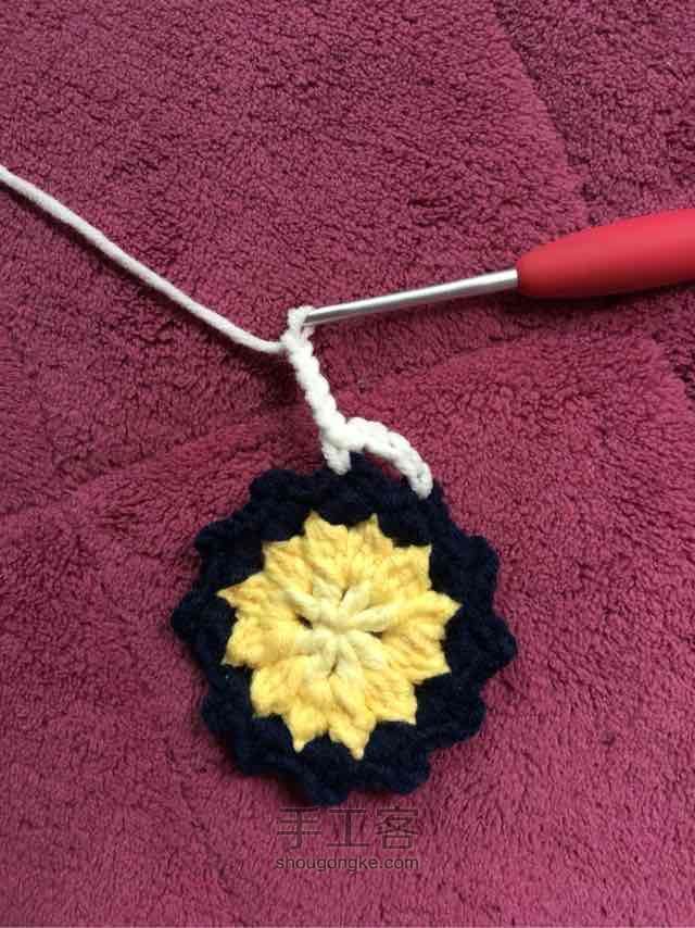 简单毛线编织镂空拼花毯子（详细） 第20步