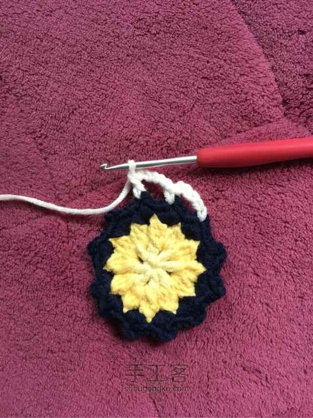 简单毛线编织镂空拼花毯子（详细） 第21步