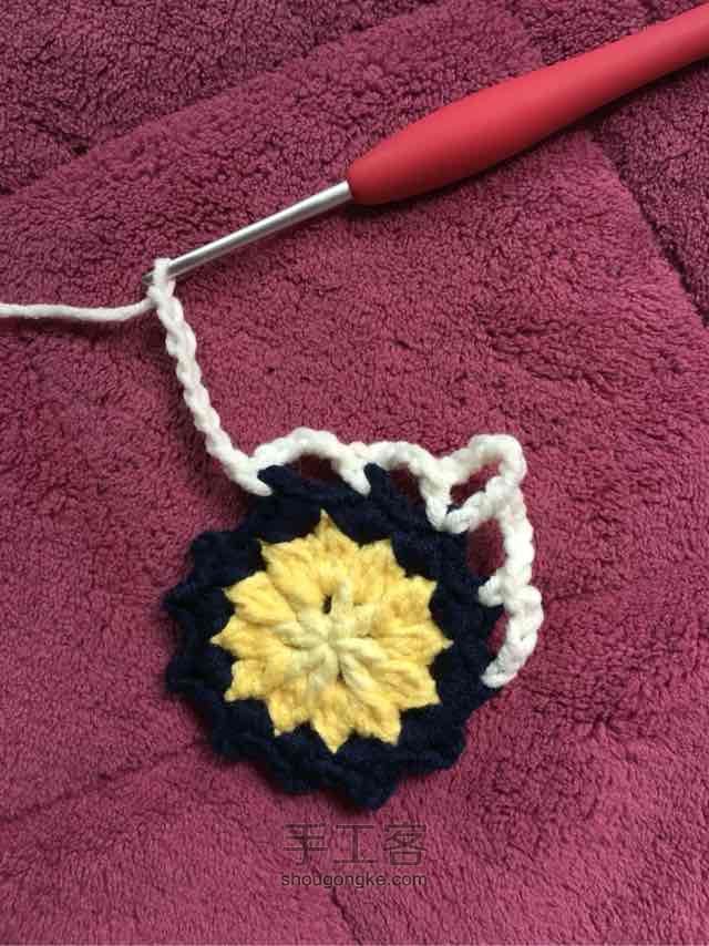 简单毛线编织镂空拼花毯子（详细） 第23步