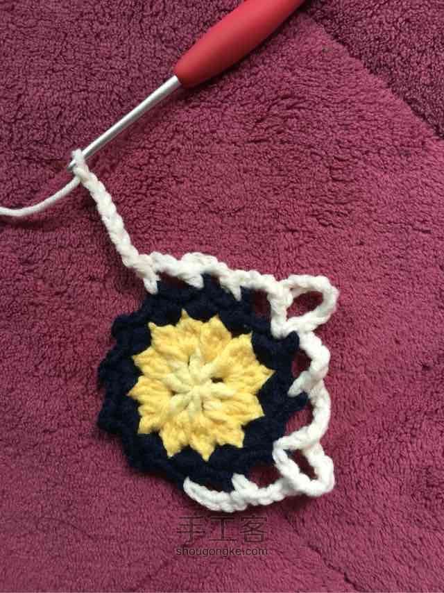 简单毛线编织镂空拼花毯子（详细） 第24步