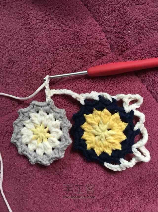 简单毛线编织镂空拼花毯子（详细） 第26步