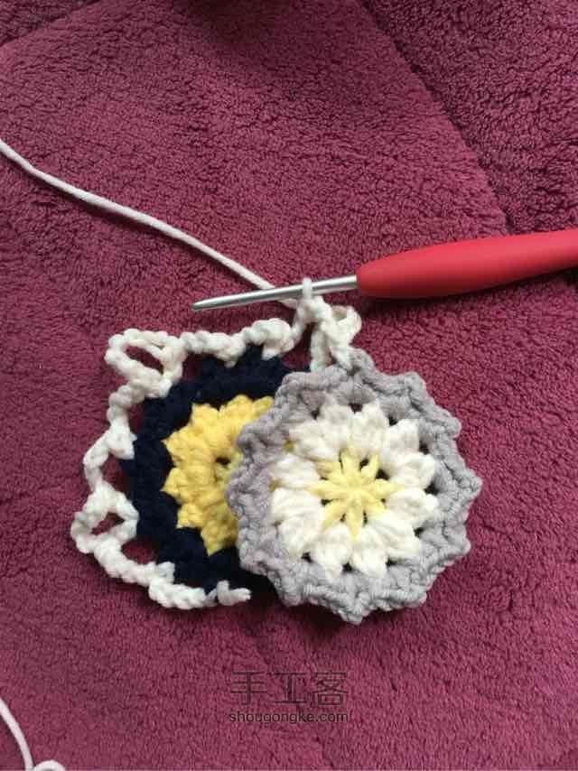 简单毛线编织镂空拼花毯子（详细） 第27步