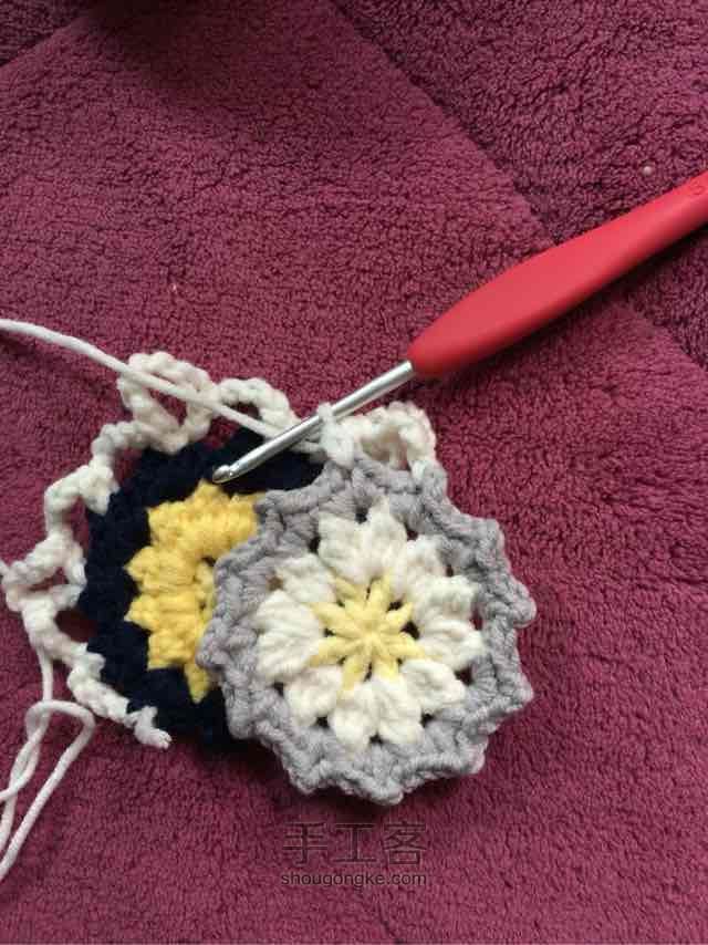简单毛线编织镂空拼花毯子（详细） 第29步