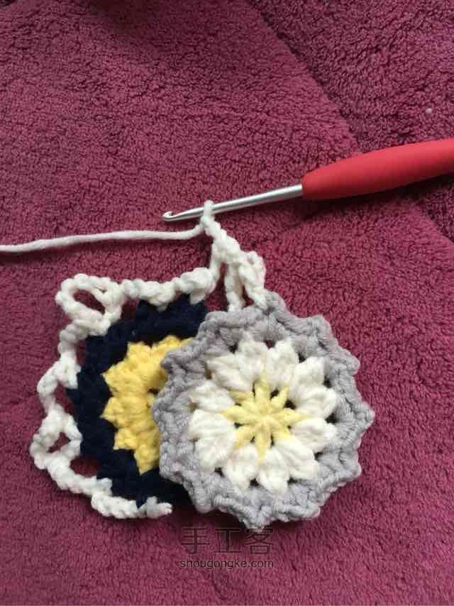 简单毛线编织镂空拼花毯子（详细） 第28步