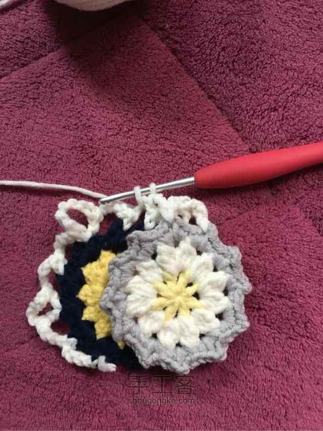 简单毛线编织镂空拼花毯子（详细） 第30步