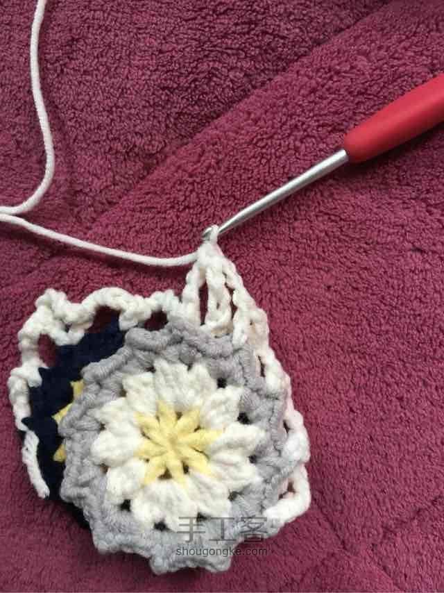 简单毛线编织镂空拼花毯子（详细） 第35步