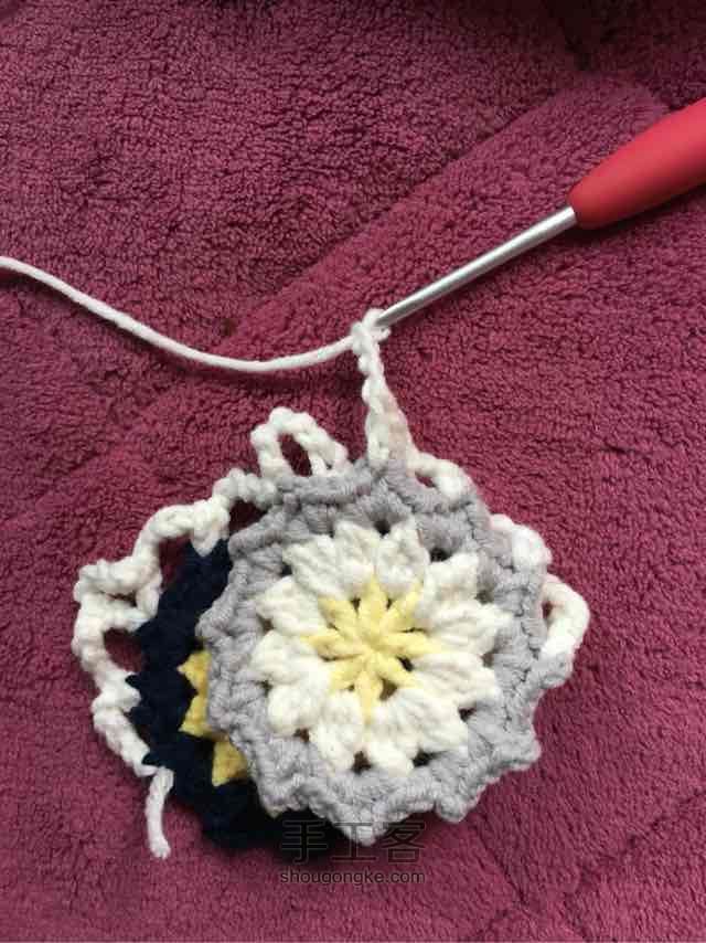 简单毛线编织镂空拼花毯子（详细） 第34步