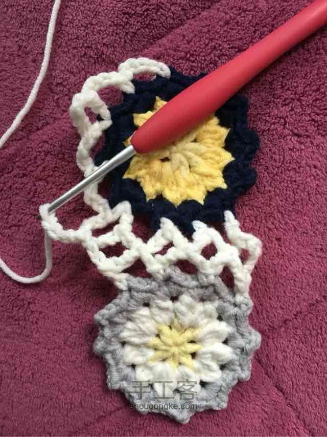 简单毛线编织镂空拼花毯子（详细） 第36步