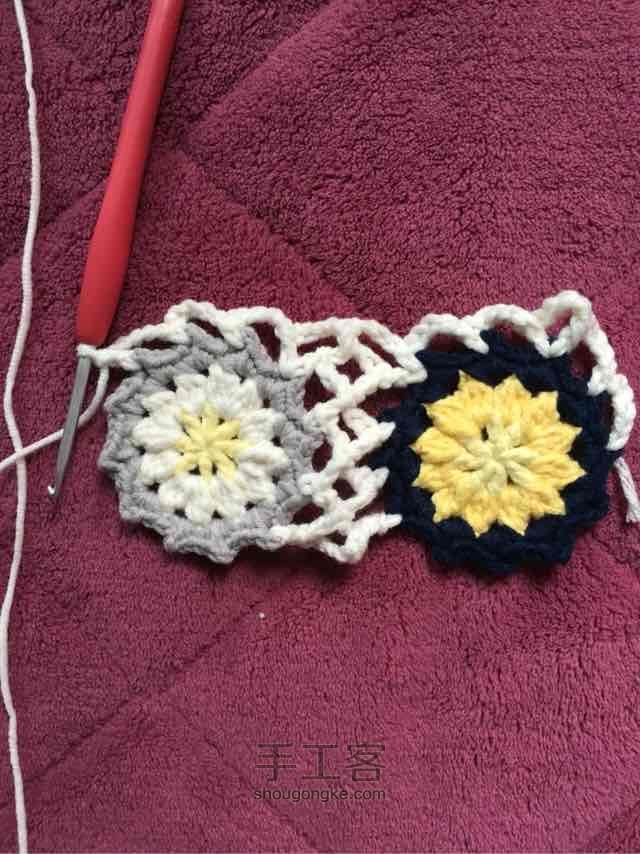 简单毛线编织镂空拼花毯子（详细） 第38步