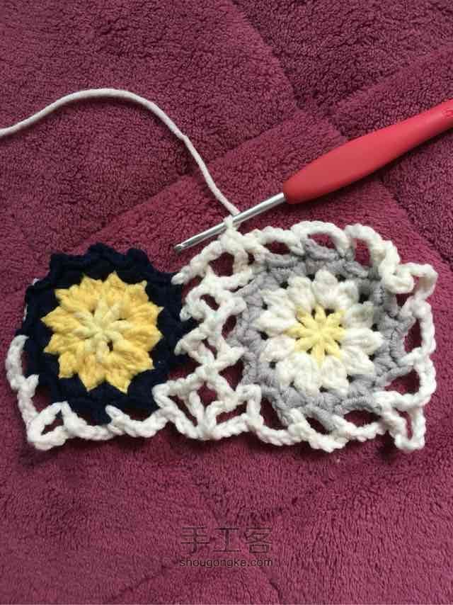 简单毛线编织镂空拼花毯子（详细） 第42步