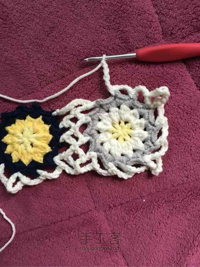 简单毛线编织镂空拼花毯子（详细） 第40步