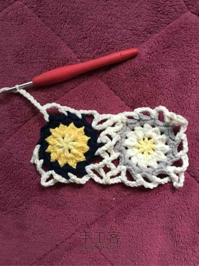 简单毛线编织镂空拼花毯子（详细） 第45步