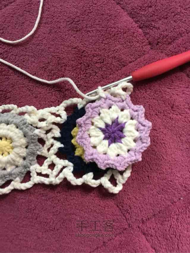 简单毛线编织镂空拼花毯子（详细） 第48步