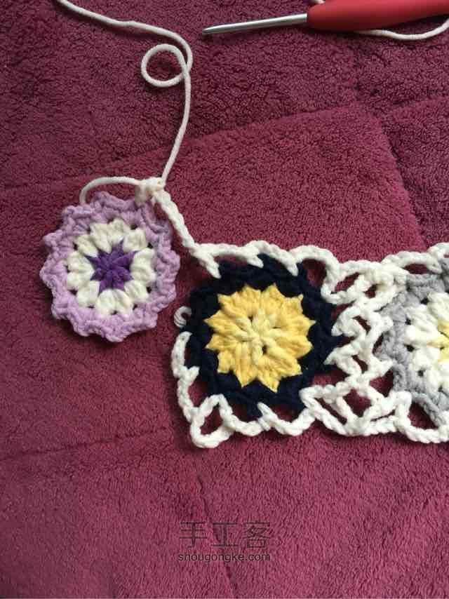 简单毛线编织镂空拼花毯子（详细） 第46步