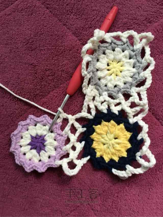 简单毛线编织镂空拼花毯子（详细） 第49步
