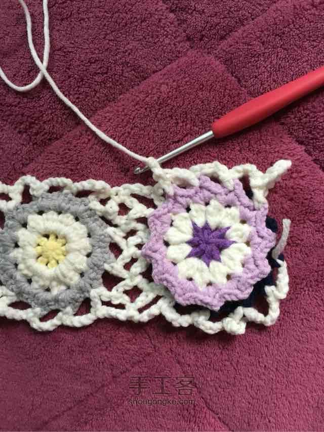 简单毛线编织镂空拼花毯子（详细） 第50步