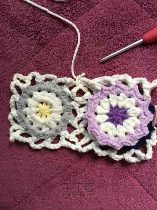 简单毛线编织镂空拼花毯子（详细） 第51步
