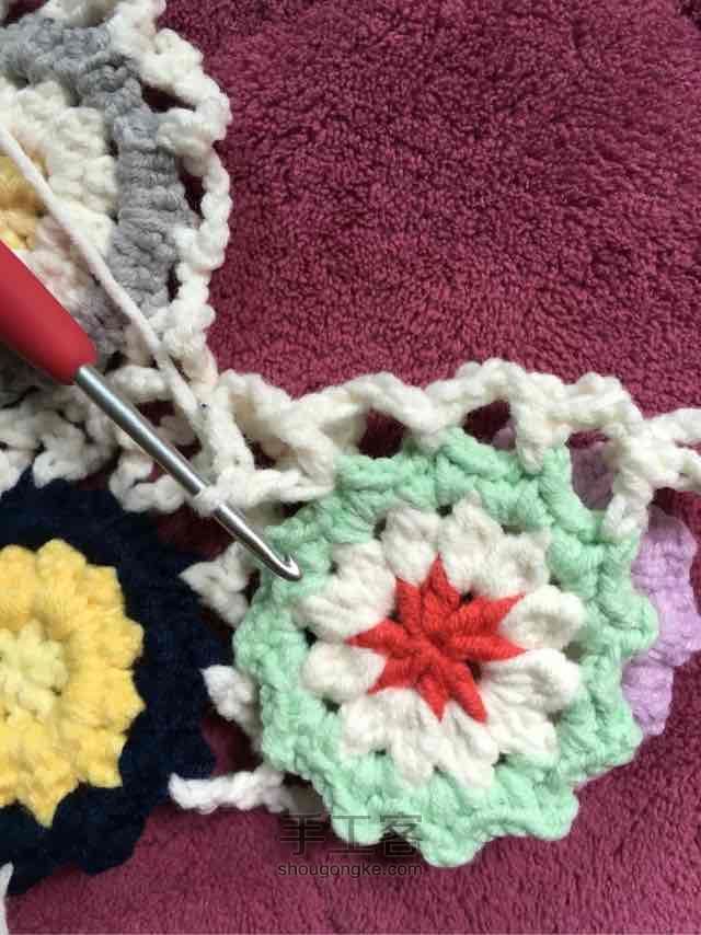 简单毛线编织镂空拼花毯子（详细） 第60步