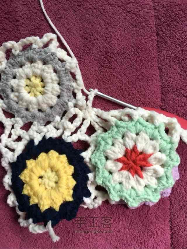 简单毛线编织镂空拼花毯子（详细） 第59步